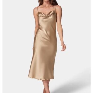 Elegant Gold Satin Slip Dress